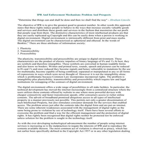 Ipr and enforcement mechanism