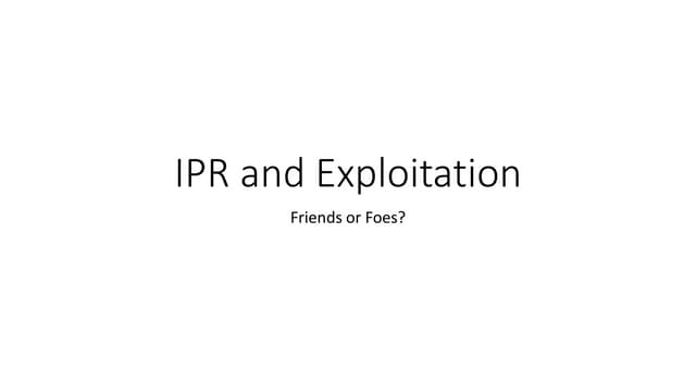 IPR and Exploitation 