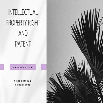 INTELLECTUAL PROPERTY RIGHTS (IPR) AND PATENT 