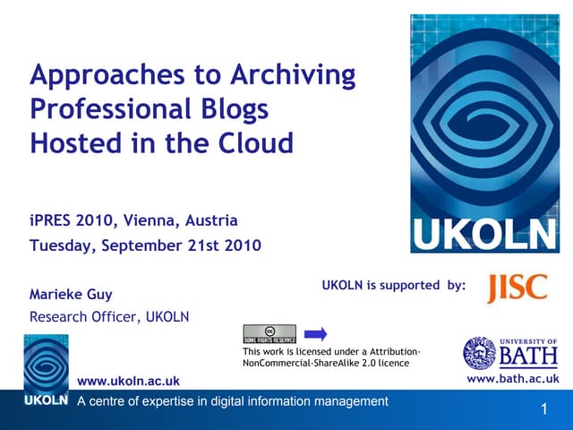 Approaches to Archiving Professional Blogs Hosted in the Cloud
