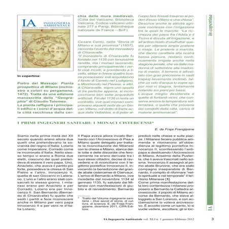 I primi ingegneri sanitari  i monaci cistercensi