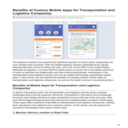 Benefits of Custom Mobile Apps for Transportation and Logistics Companies