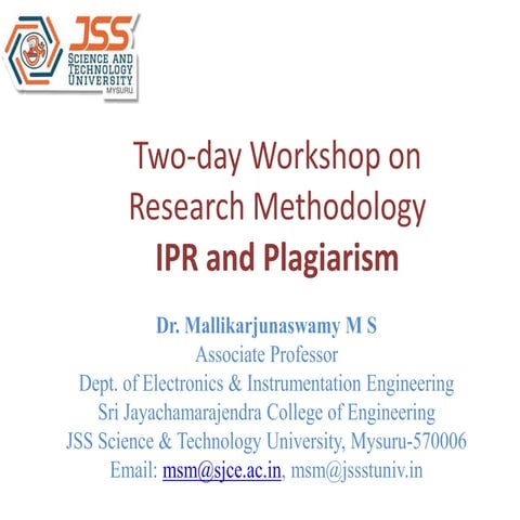 IPR_Plagarism_DrMallikarjunaswamy M S.pptx