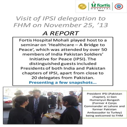 “War is not a solution” A bridge to peace under IPSI held at Fortis healthcar...