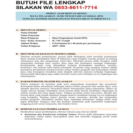 Modul Ajar Deep Learning Ips Kelas 8 Kurikulum Merdeka Docx