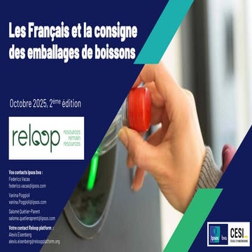 Baromètre Reloop : les Français et la consigne des emballages - Edition 2025