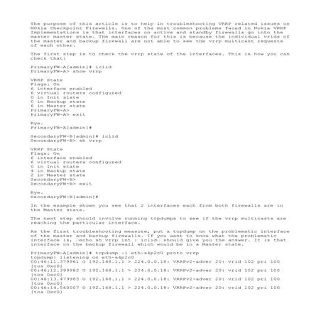 Ipso vrrp troubleshooting