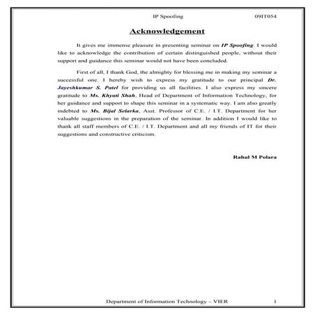 Ip spoofing (seminar report)