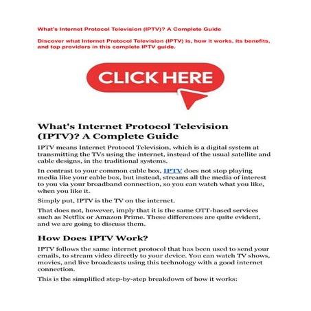 What's Internet Protocol Television (IPTV)? A Complete Guide