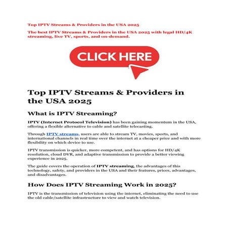 Top IPTV Streams & Providers in the USA 2025