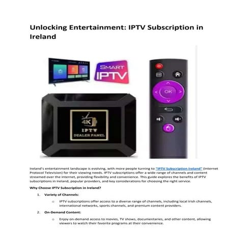 Unlocking Entertainment: IPTV Subscription in Ireland