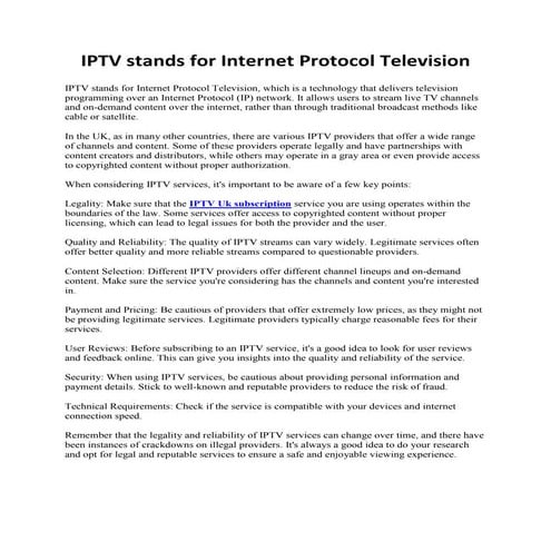 IPTV Uk subscription