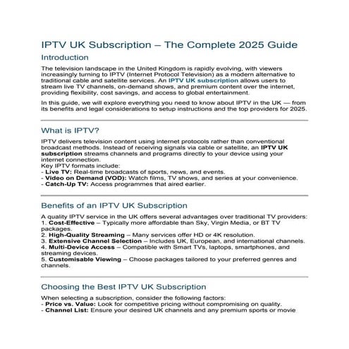 IPTV UK: Best Premium Subscription 4K, UHD & 8k Quality service