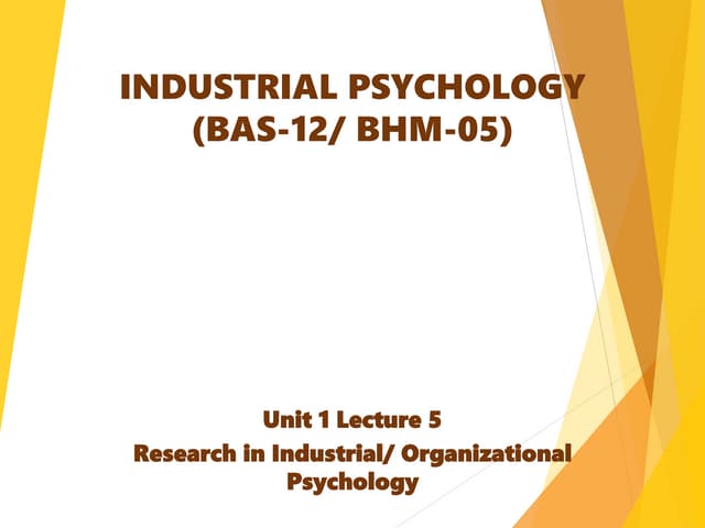 Research in industrial and organizational Pyscholy