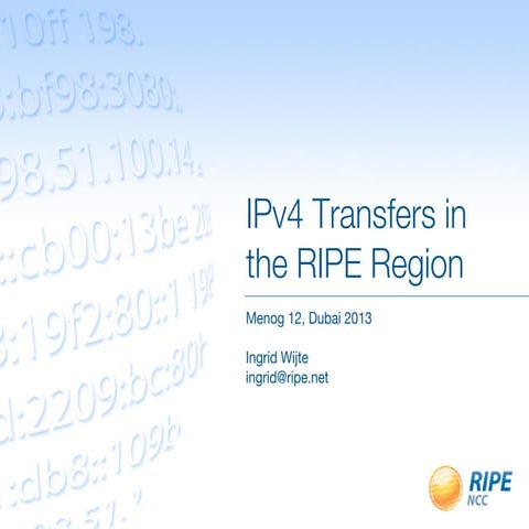 IPv4 Transfers, RIPE NCC Update