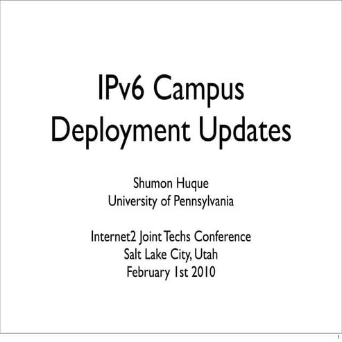 IPv6 Campus Deployment Panel
