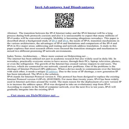 Ipv6 Advantages And Disadvantages