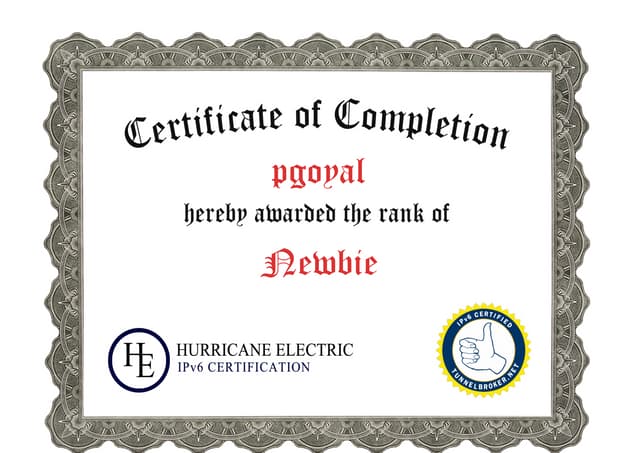 Ipv6 Certificate
