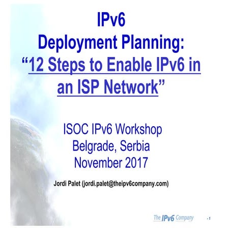IPv6 deployment planning Jordi Palet