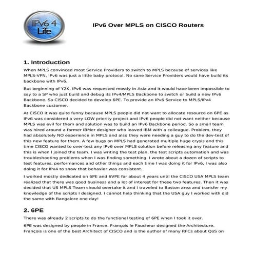 IPv6 in IPv4/MPLS in a Nutshell