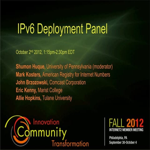 IPv6 Deployment Panel