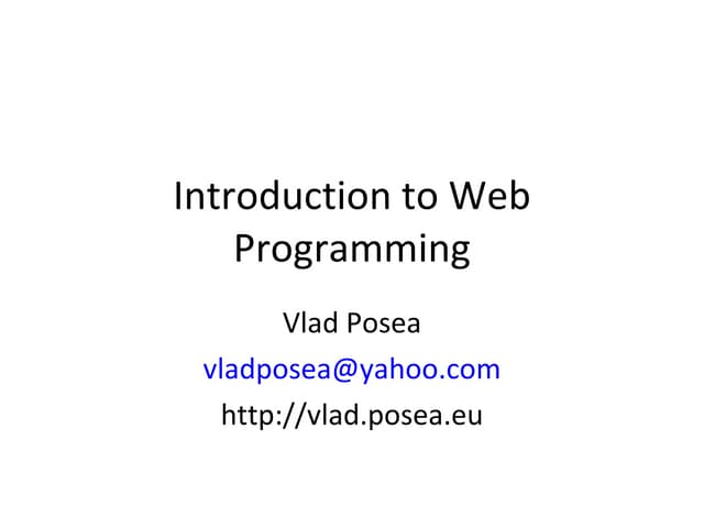 Introduction to Web Programming - first course