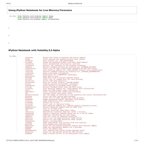 iPython Notebook Volatility For Memory Forensics