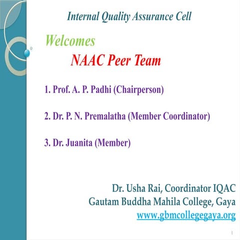 IQAC PPT.pptx..IQAC sample PPT for NAAC wo | PPTX