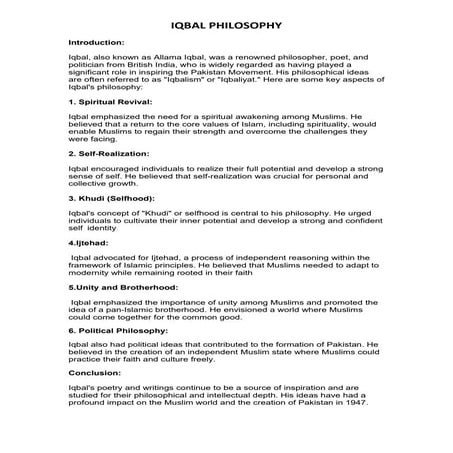 Iqbal Philosophy | PDF
