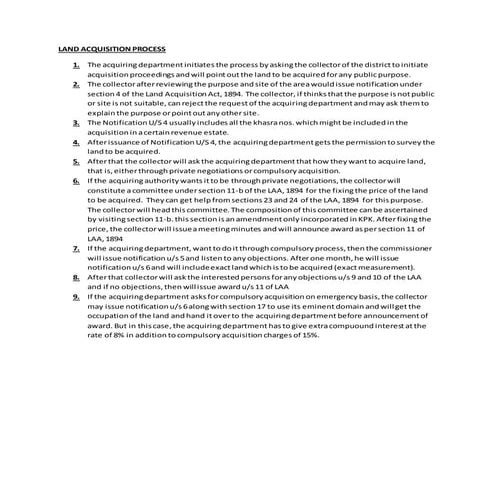 Land acquisition process
