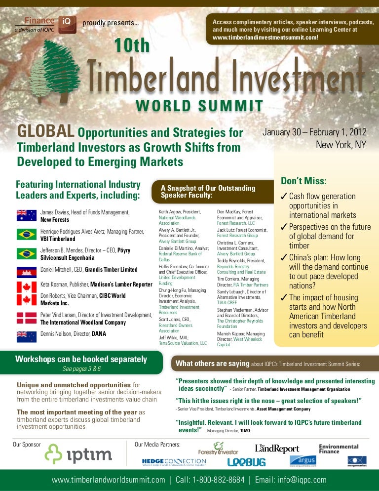 Iqpc’S Timberland Investment World Summit