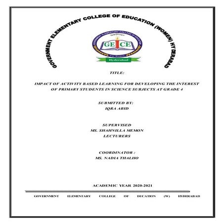  Impact Of Activity Based Learning For Developing The Interest Of Primary Stu...