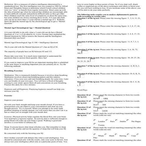 Iq test | DOCX