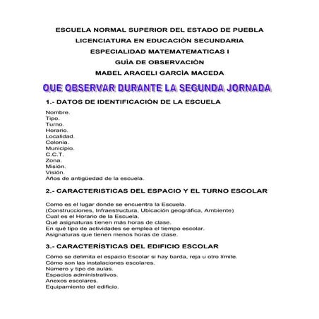 QUE OBSERVAR DURANTE LA SEGUNDA JORNADA