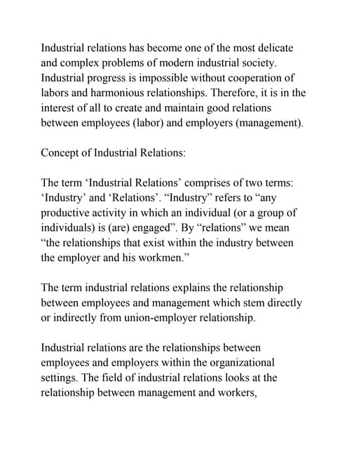 INDUSTRIAL RELATIONS MBA