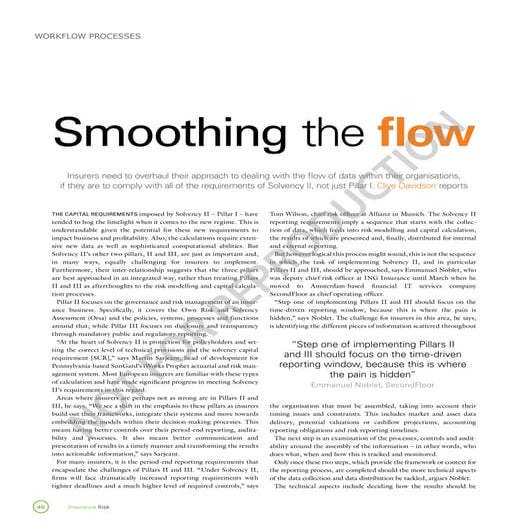 Insurance Risk Smoothing the Flow 