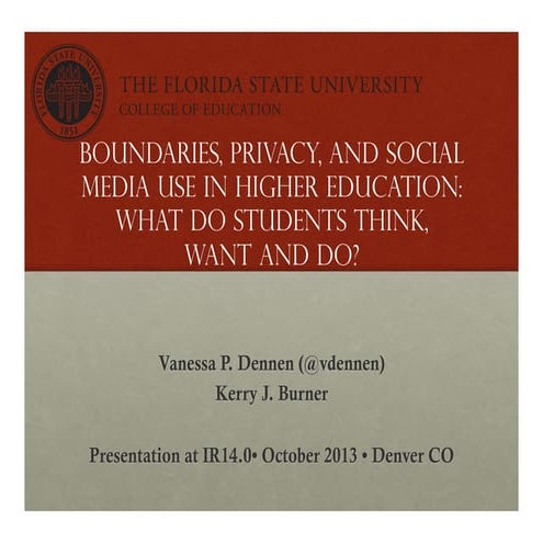 Boundaries, Privacy, and Social Media Use in Higher Education:  What do Stude...