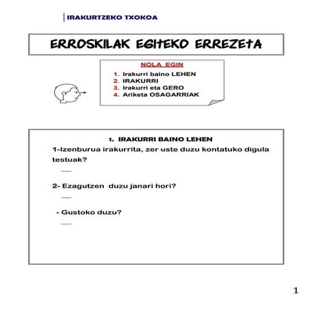 Irakurtzeko txokoa  3- erroskilak egiteko errezeta