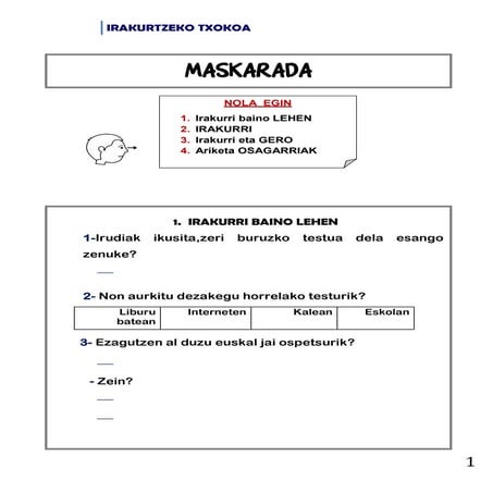Irakurtzeko txokoa  5- maskarada