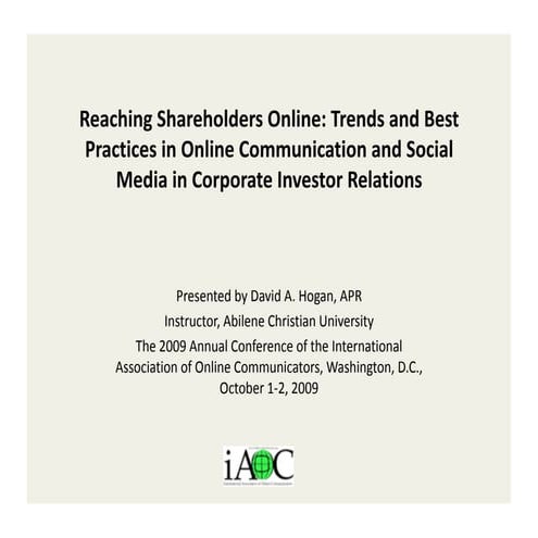 Investor Relations and Social Media