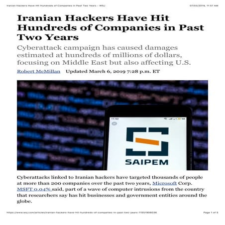 Iranian Hackers Have Hit Hundreds of Companies in Past Two Years