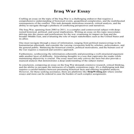 Essay On Iraq War. Binghamton University | PDF