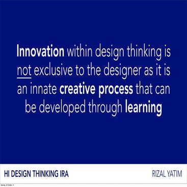Innovation within Design Thinking as a learning process