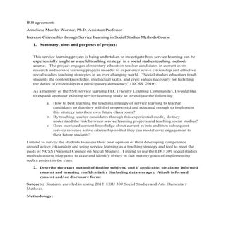 Irb agreement service learning