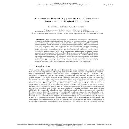 A Domain Based Approach to Information Retrieval in Digital Libraries