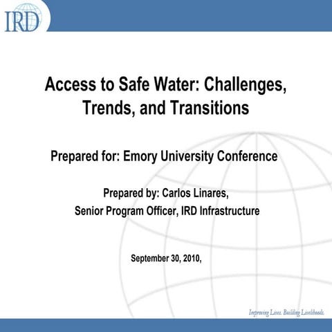 Carlos Linares: Presentation on safe water at IRD event at Emory University