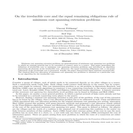 Ireducible core and equal remaining obligations rule for mcst games