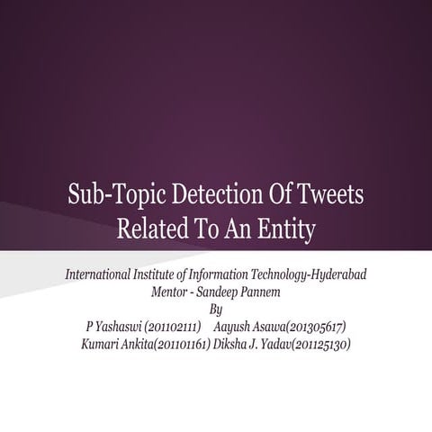 SubTopic Detection of Tweets Related to an Entity