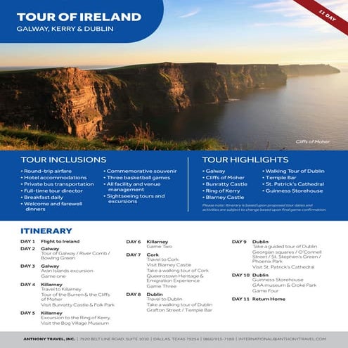 Ireland - Itinerary | PDF