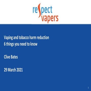 Respect Vapers Ireland - webinar on tobacco harm reduction